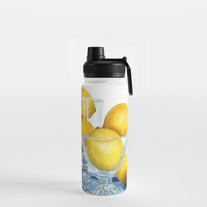 Lemons and Glass Water Bottle