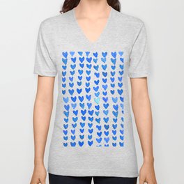Brush stroke hearts - blue V Neck T Shirt