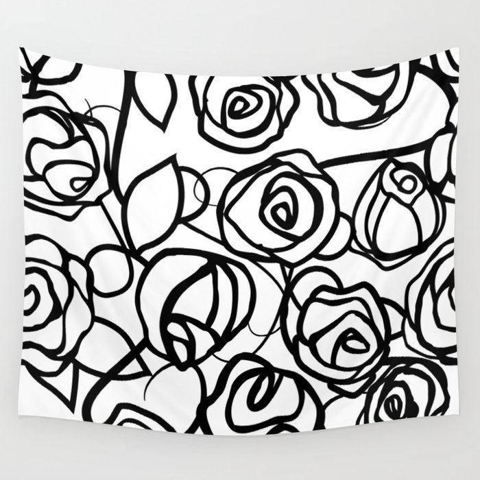 Black and hotsell white rose tapestry