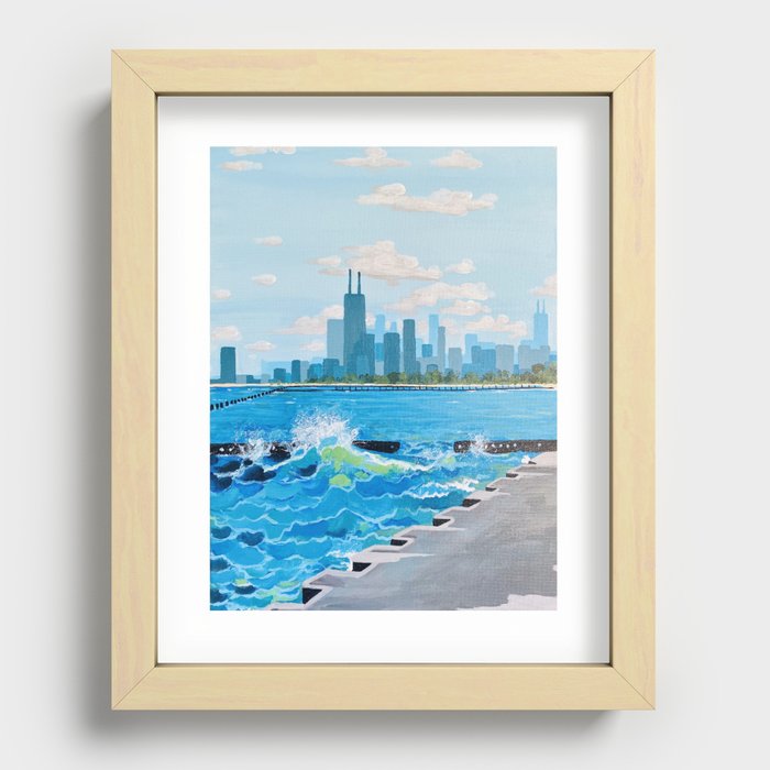 City on the Lake Recessed Framed Print