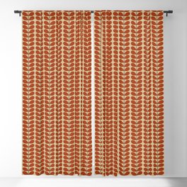Mid Century Danish Leaves, Rust Brown and Beige Blackout Curtain