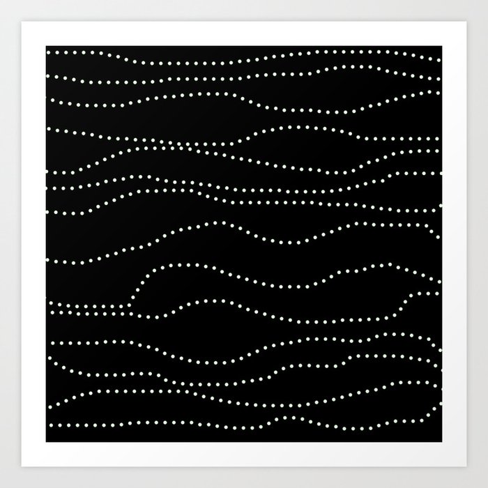 Black with White Squiggly Dots Art Print