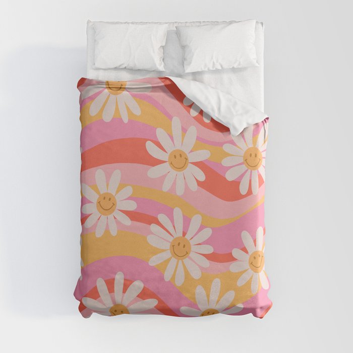 Wavy Daisies Duvet Cover