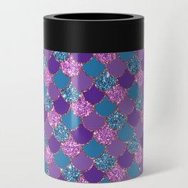 Glitter Mermaid Scales Purple Pink Teal Can Cooler
