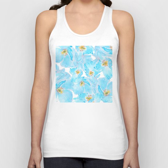 blue poppy pattern Unisex Tank Top