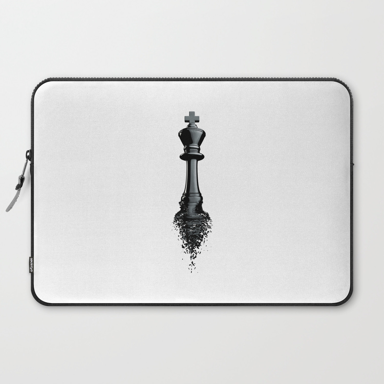 Farewell To The King 3d Render Of Chess King Breaking Apart Laptop Sleeve By Grandeduc Society6