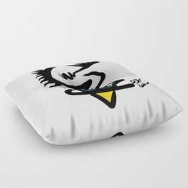 Abstract Snake Bird Minimal Style Line in Black and White and Color Floor Pillow
