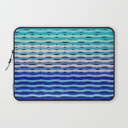 Abstract Ombre Waves Aqua White Blue Laptop Sleeve