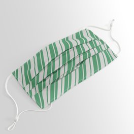 [ Thumbnail: Light Grey & Sea Green Colored Lines Pattern Face Mask ]
