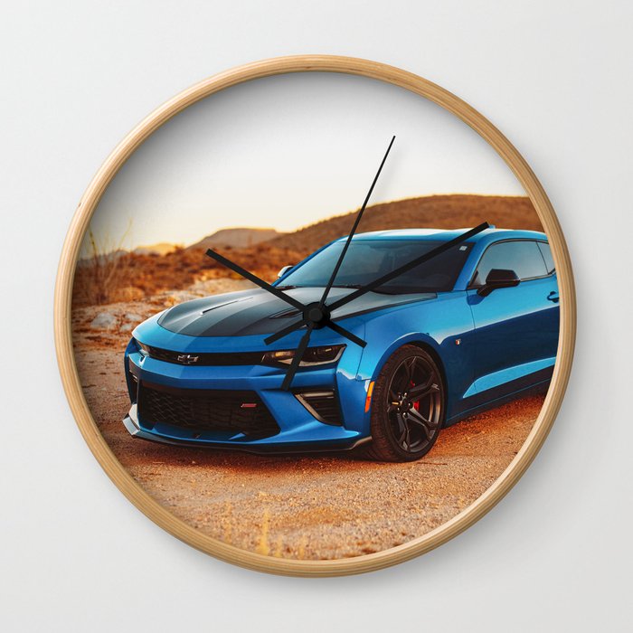 Blue Muscle Car Wall Clock