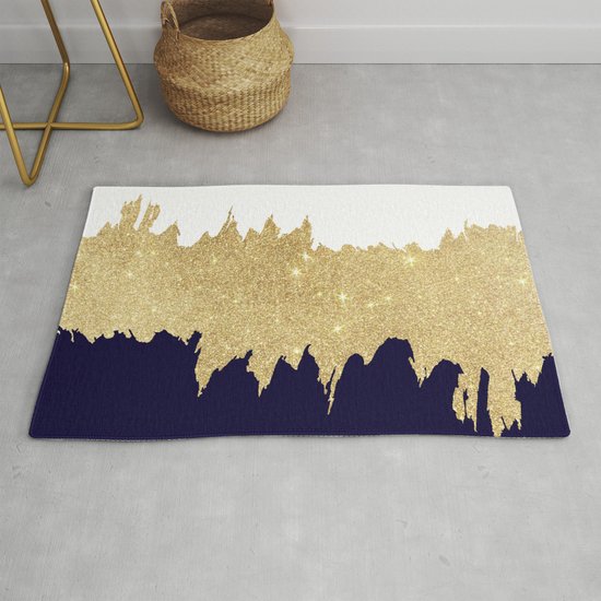 Modern Navy Blue White Faux Gold Glitter Brushstrokes Rug By Pink Water Society6 - Navy Blue Grey And White Rug Modern Navy Blue White Faux Gold Glitter Brushstrokes Rug By Pink Water Society6 - Navy Blue Grey And White Rug