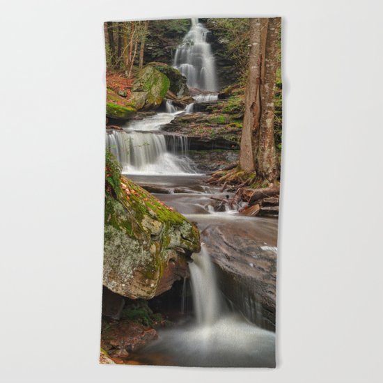 Ricketts Glen Waterfall Layers Beach Towel