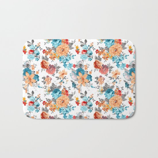 Seamless Floral Pattern Bath Mat