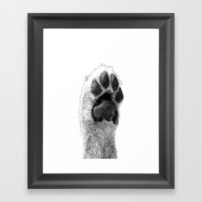 Black and White Dog Paw Framed Art Print