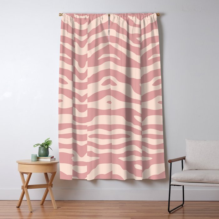 Zebra Wild Animal Print Dusty Rose And Beige Blackout Curtain By