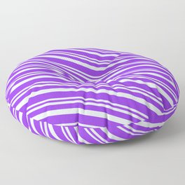 [ Thumbnail: Light Cyan & Purple Colored Stripes Pattern Floor Pillow ]