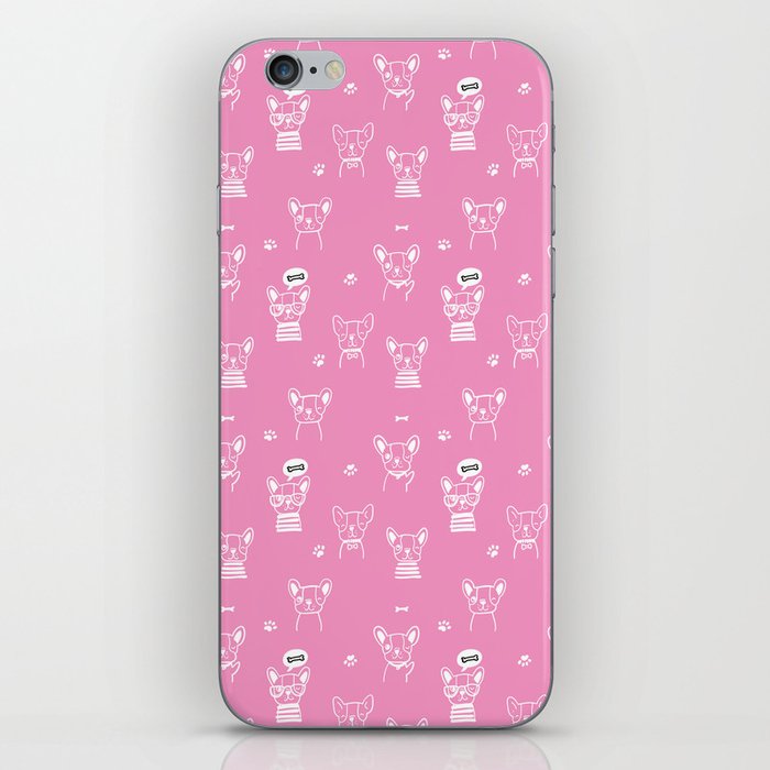 Pink and White Hand Drawn Dog Puppy Pattern iPhone Skin