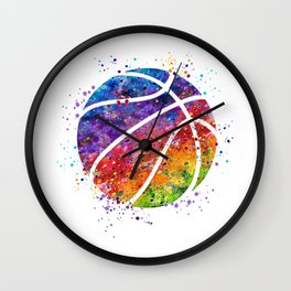 Basketball Ball Colorful Watercolor Sports Art Wall Clock