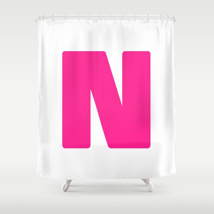 N (Dark Pink & White Letter) Shower Curtain