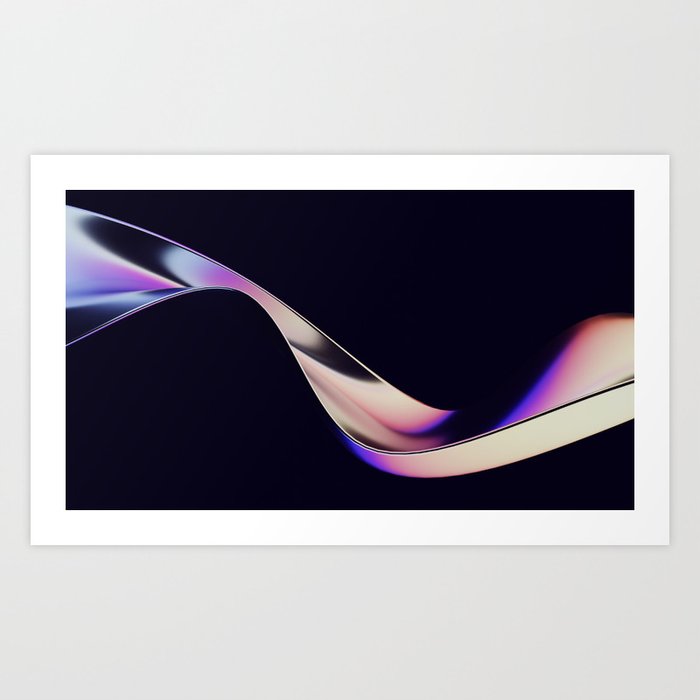 Abstract Holographic Wave Art Print