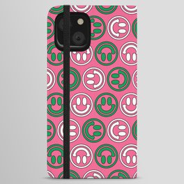 Green & Pink Smileys Pattern iPhone Wallet Case