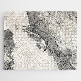 Oakland USA - City Map - Black and White Jigsaw Puzzle