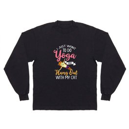 Yoga Cat Beginner Workout Poses Quotes Meditation Long Sleeve T-shirt