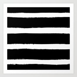 Black & White Paint Stripes by Friztin Art Print