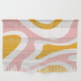 Modern Abstract Pattern 1 in Mustard Pale Pink (Liquid Swirl Design) Wall Hanging
