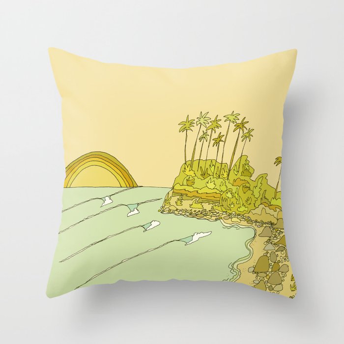 california surf view swamis // retro surf art by surfy birdy Throw Pillow