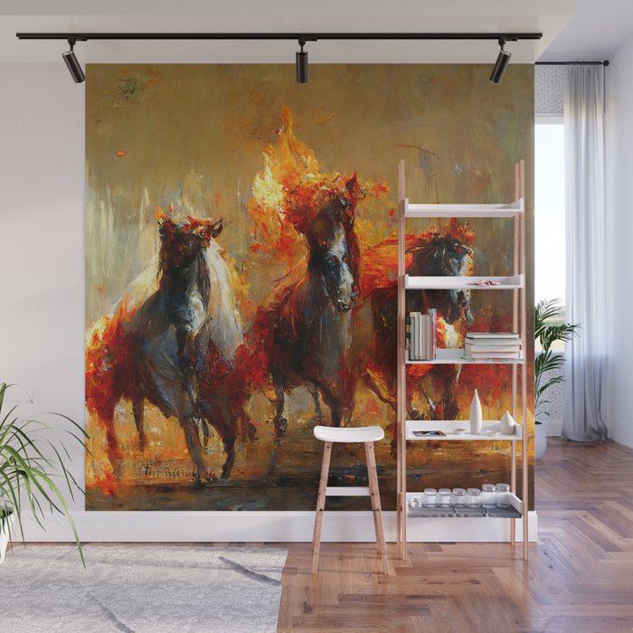 Flaming Horses Wall Mural