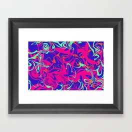 Abstract marbling texture colorful fluid art blue background Framed Art Print
