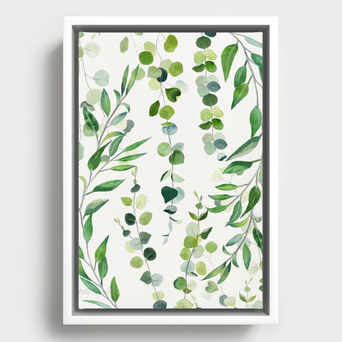 Nature Green Eucalyptus Leaves  Framed Canvas
