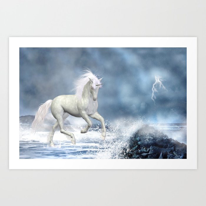 White Unicorn Art Print