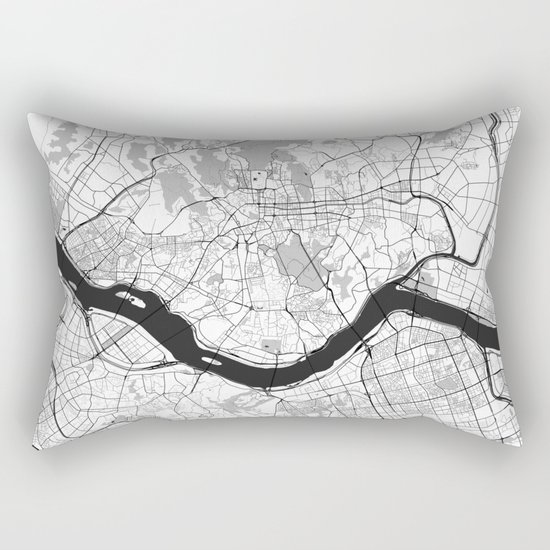 Seoul Map Gray Rectangular Pillow