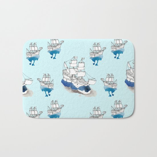 Ships Pattern Bath Mat