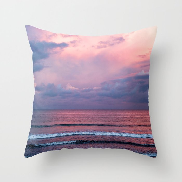 Pink sunset at the beach Throw Pillow
