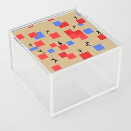 Dancing like Piet Mondrian - Composition in Color A. Composition with Red, and Blue on the gold background Acrylic Box