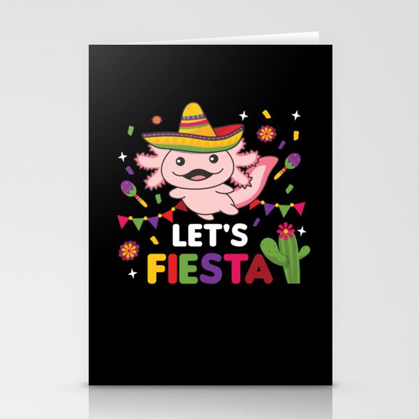 Axolotl Cinco De Mayo Cute Animals Lets Fiesta Stationery Cards