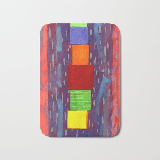 Colorful piled Cubes within free Painting Bath Mat