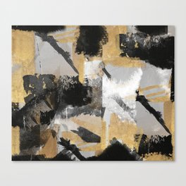 Gold leaf black, geometrical abstract Canvas Print