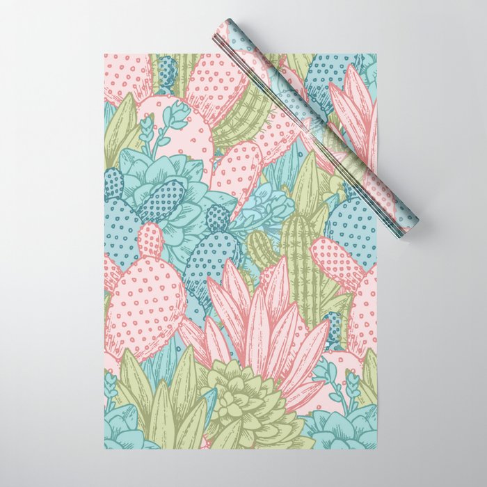 Pastel Cacti Obsession Wrapping Paper