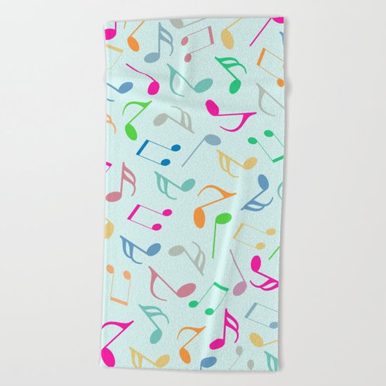 Music Colorful Notes Beach Towel