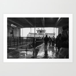 Boarding the Ferry Art Print | Statenisland, Newyork, Newyorkcity, Ferry, Boat, Photo, Commute, Monochrome, Blackandwhite, Statenislandferry 