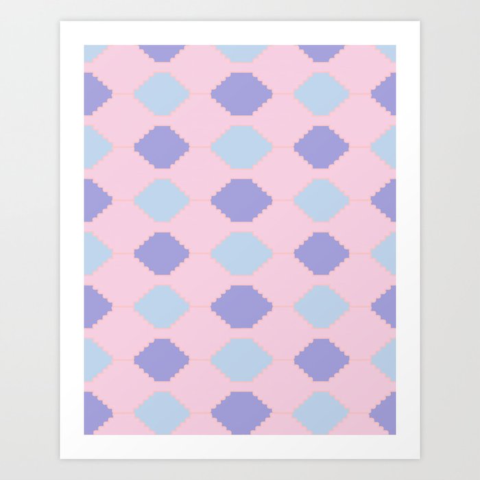 Whimsical Puzzle - Mosaic Tiles Pattern in Pink and Pastel Art Print