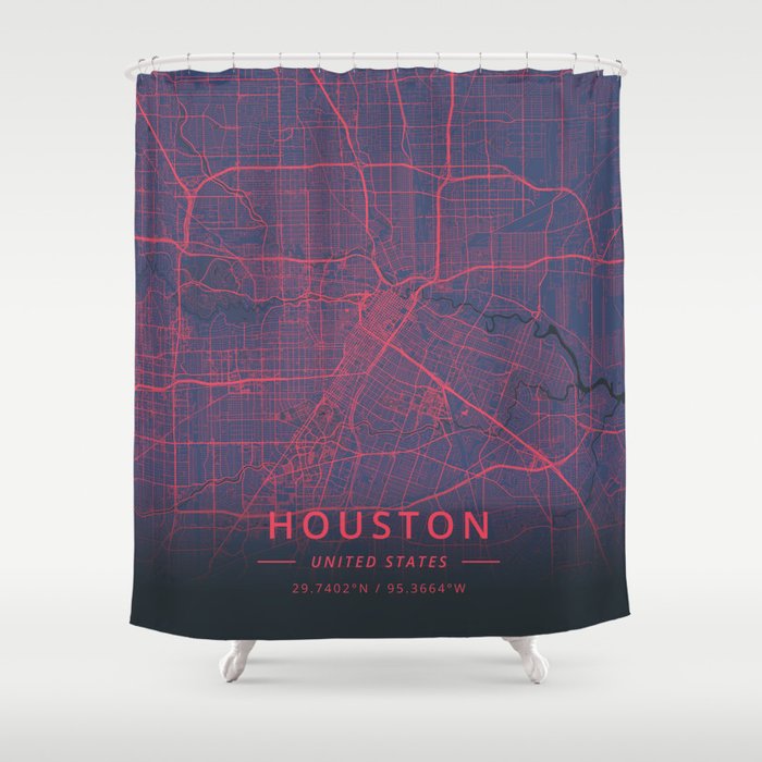 Houston, United States - Neon Shower Curtain