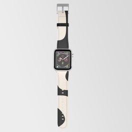 Mid Century Modern Piquet Abstract Pattern in Black and Almond Cream Apple Watch Band