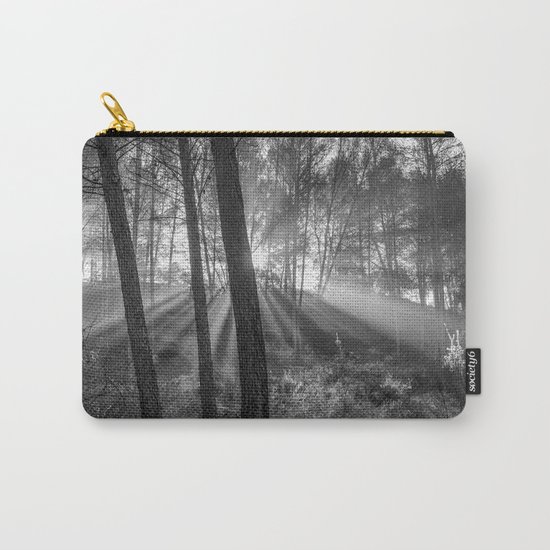 "Sunrise through the foggy forest". Forest dreams. Mono Carry-All Pouch