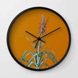 Vintage Pina Cortadora Botanical Illustration on Bright Orange Wall Clock