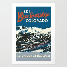 Blue Breckenridge Vintage Ski Poster Art Print